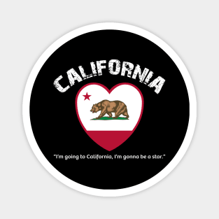 Bear Flag, Flag of California, Grizzly bear, “I’m going to California, I’m gonna be a star.” Magnet